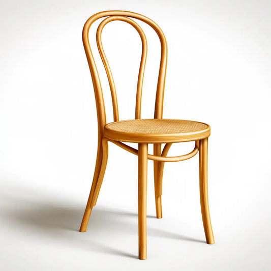 Chaise marron miel à dossier en boucle et assise arrondie