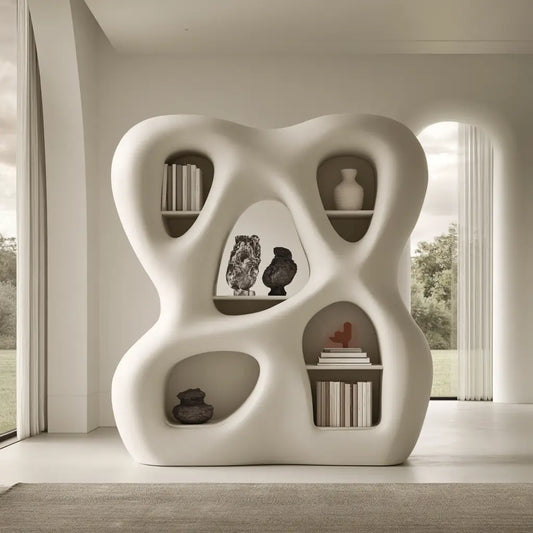 Étagère crème sculpturale à cinq niches organiques